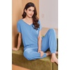 image:imageEkouaer Viscose from Bamboo Womens Pajama Sets Super Soft Short Sleeve Button Top and Pants Pj Sleepwear Sets SXXLLight Blue