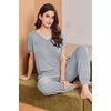 image:imageEkouaer Viscose from Bamboo Womens Pajama Sets Super Soft Short Sleeve Button Top and Pants Pj Sleepwear Sets SXXLLight Grey