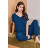 image:imageEkouaer Viscose from Bamboo Womens Pajama Sets Super Soft Short Sleeve Button Top and Pants Pj Sleepwear Sets SXXLNavy Blue