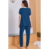 image:imageEkouaer Viscose from Bamboo Womens Pajama Sets Super Soft Short Sleeve Button Top and Pants Pj Sleepwear Sets SXXLNavy Blue