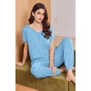 image:imageEkouaer Viscose from Bamboo Womens Pajama Sets Super Soft Short Sleeve Button Top and Pants Pj Sleepwear Sets SXXLOcean Blue