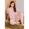 image:imageEkouaer Viscose from Bamboo Womens Pajama Sets Super Soft Short Sleeve Button Top and Pants Pj Sleepwear Sets SXXLPink Bow