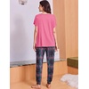 image:imageEkouaer Viscose from Bamboo Womens Pajama Sets Super Soft Short Sleeve Button Top and Pants Pj Sleepwear Sets SXXLPink Plaid