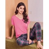 image:imageEkouaer Viscose from Bamboo Womens Pajama Sets Super Soft Short Sleeve Button Top and Pants Pj Sleepwear Sets SXXLPink Plaid