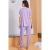 image:imageEkouaer Viscose from Bamboo Womens Pajama Sets Super Soft Short Sleeve Button Top and Pants Pj Sleepwear Sets SXXLPurple