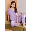 image:imageEkouaer Viscose from Bamboo Womens Pajama Sets Super Soft Short Sleeve Button Top and Pants Pj Sleepwear Sets SXXLPurple
