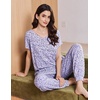 image:imageEkouaer Viscose from Bamboo Womens Pajama Sets Super Soft Short Sleeve Button Top and Pants Pj Sleepwear Sets SXXLPurple Polka Dots