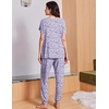 image:imageEkouaer Viscose from Bamboo Womens Pajama Sets Super Soft Short Sleeve Button Top and Pants Pj Sleepwear Sets SXXLPurple Polka Dots