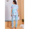 image:imageEkouaer Viscose from Bamboo Womens Pajama Sets Super Soft Short Sleeve Button Top and Pants Pj Sleepwear Sets SXXLTie Dye Blue and Purple