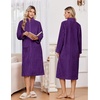 image:imageEkouaer Women Plush Robe Zip Up Bathrobe Fleece Warm Housecoat with PocketsBright Purple