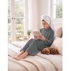 image:imageEkouaer Women Plush Robe Zip Up Bathrobe Fleece Warm Housecoat with PocketsDark Grey