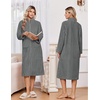image:imageEkouaer Women Plush Robe Zip Up Bathrobe Fleece Warm Housecoat with PocketsDark Grey