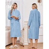 image:imageEkouaer Women Plush Robe Zip Up Bathrobe Fleece Warm Housecoat with PocketsLight Blue