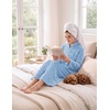 image:imageEkouaer Women Plush Robe Zip Up Bathrobe Fleece Warm Housecoat with PocketsLight Blue