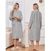 image:imageEkouaer Women Plush Robe Zip Up Bathrobe Fleece Warm Housecoat with PocketsLight Grey