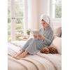 image:imageEkouaer Women Plush Robe Zip Up Bathrobe Fleece Warm Housecoat with PocketsLight Grey