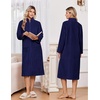 image:imageEkouaer Women Plush Robe Zip Up Bathrobe Fleece Warm Housecoat with PocketsNavy Blue