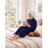 image:imageEkouaer Women Plush Robe Zip Up Bathrobe Fleece Warm Housecoat with PocketsNavy Blue
