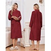 image:imageEkouaer Women Plush Robe Zip Up Bathrobe Fleece Warm Housecoat with PocketsWine Red