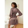 image:imageEkouaer Women Silk Robe Set V Neck 2 Piece Bridal Robe Satin Bathrobe SetBrown