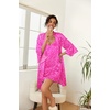 image:imageEkouaer Women Silk Robe Set V Neck 2 Piece Bridal Robe Satin Bathrobe SetHot Pink Leopard