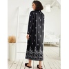image:imageEkouaer Women Zipper Robe Long Sleeve Housecoat Soft Nightgown with PocketsBlack Ethnic Print