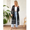 image:imageEkouaer Women Zipper Robe Long Sleeve Housecoat Soft Nightgown with PocketsBlack Ethnic Print