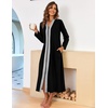 image:imageEkouaer Women Zipper Robe Long Sleeve Housecoat Soft Nightgown with PocketsBlack With Grey