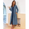 image:imageEkouaer Women Zipper Robe Long Sleeve Housecoat Soft Nightgown with PocketsBlue