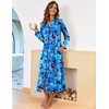 image:imageEkouaer Women Zipper Robe Long Sleeve Housecoat Soft Nightgown with PocketsBlue Floral
