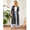 image:imageEkouaer Women Zipper Robe Long Sleeve Housecoat Soft Nightgown with PocketsDark Gray Black
