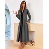 image:imageEkouaer Women Zipper Robe Long Sleeve Housecoat Soft Nightgown with PocketsDark Gray Black
