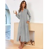image:imageEkouaer Women Zipper Robe Long Sleeve Housecoat Soft Nightgown with PocketsGray