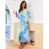 image:imageEkouaer Women Zipper Robe Long Sleeve Housecoat Soft Nightgown with PocketsGreen Tie Dye