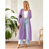 image:imageEkouaer Women Zipper Robe Long Sleeve Housecoat Soft Nightgown with PocketsLight Purple