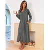 image:imageEkouaer Women Zipper Robe Long Sleeve Housecoat Soft Nightgown with PocketsMedium Grey