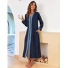 image:imageEkouaer Women Zipper Robe Long Sleeve Housecoat Soft Nightgown with PocketsNavy Blue