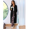 image:imageEkouaer Women Zipper Robe Long Sleeve Housecoat Soft Nightgown with PocketsPure Black