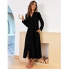 image:imageEkouaer Women Zipper Robe Long Sleeve Housecoat Soft Nightgown with PocketsPure Black