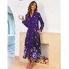 image:imageEkouaer Women Zipper Robe Long Sleeve Housecoat Soft Nightgown with PocketsPurple Floral