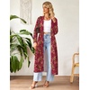 image:imageEkouaer Women Zipper Robe Long Sleeve Housecoat Soft Nightgown with PocketsRed Floral