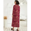 image:imageEkouaer Women Zipper Robe Long Sleeve Housecoat Soft Nightgown with PocketsRed Floral