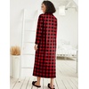 image:imageEkouaer Women Zipper Robe Long Sleeve Housecoat Soft Nightgown with PocketsRed and Black Plaid