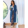 image:imageEkouaer Women Zipper Robe Long Sleeve Housecoat Soft Nightgown with PocketsSolid Navy