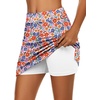 image:imageEkouaer Womens Active Performance Skort Lightweight Skirt for Golf TennisRed Blue Floral