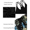 image:imageEkouaer Womens Cami Pajama Set Sleeveless Racerback Tank Top Soft SleepwearBlack Floral