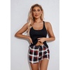 image:imageEkouaer Womens Cami Pajama Set Sleeveless Racerback Tank Top Soft SleepwearBlack Plaid