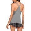 image:imageEkouaer Womens Cami Pajama Set Sleeveless Racerback Tank Top Soft SleepwearDark Grey Floral