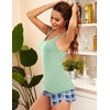 image:imageEkouaer Womens Cami Pajama Set Sleeveless Racerback Tank Top Soft SleepwearGreen Plaid