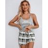 image:imageEkouaer Womens Cami Pajama Set Sleeveless Racerback Tank Top Soft SleepwearGrey Plaid